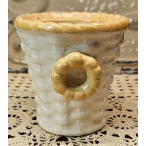 Vintage Porcelain Pottery Basket Small Planter Czechoslovakia Registered Coronet